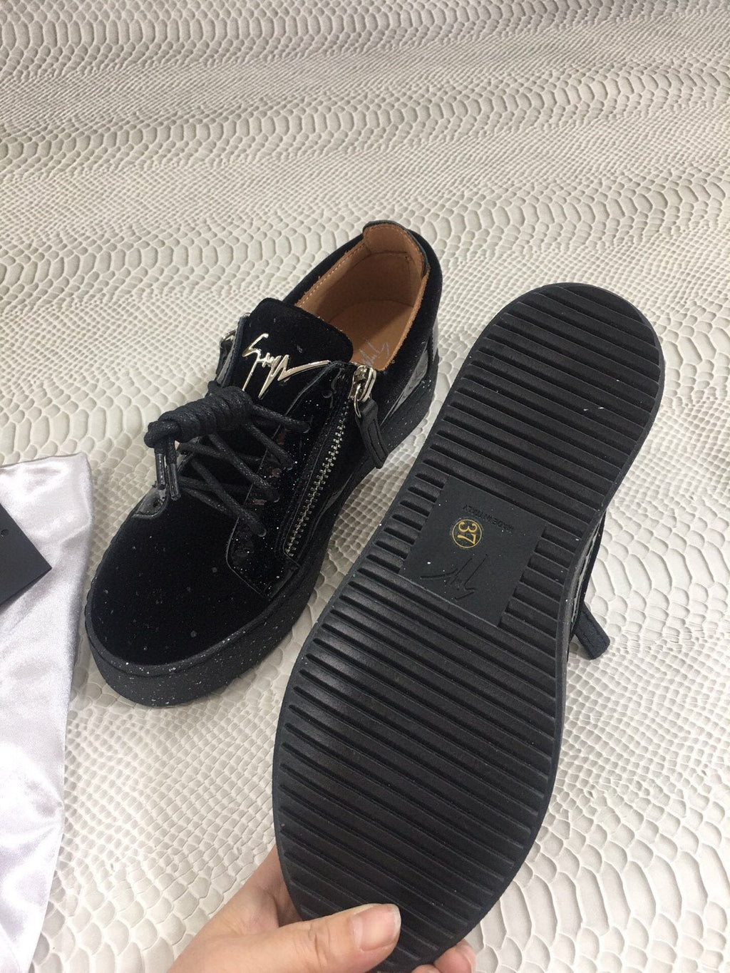 Giuseppe Zanotti Black Speckle Low-Top Sneakers — back