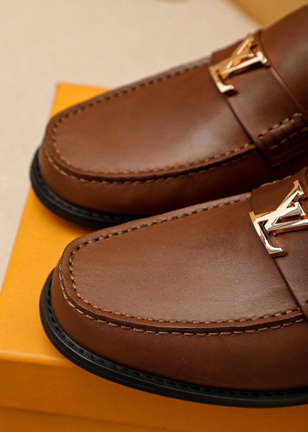 Louis Vuitton Brown Buckle Loafers — detail