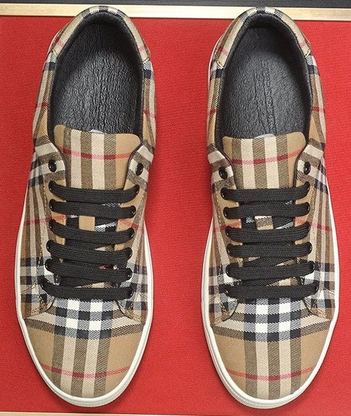 Burberry Beige Check Low-Top Sneakers — hero