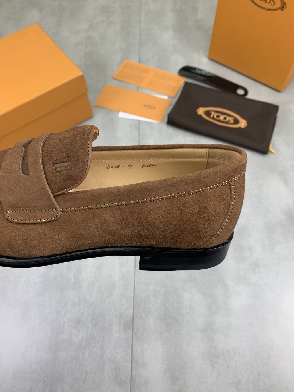 Tod's Brown Suede Penny Loafers — back