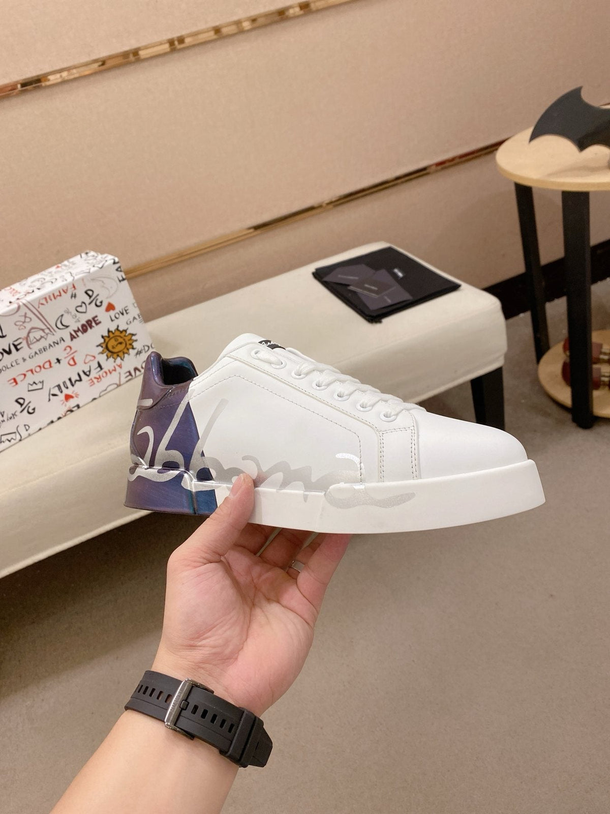 Dolce & Gabbana Graphic Heel Sneakers — side