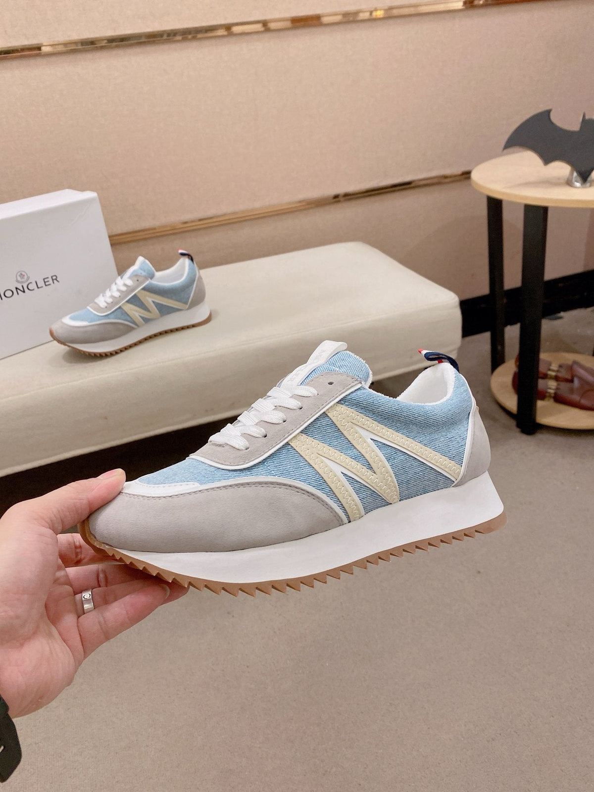 Light Blue and Gray Low-Top Sneakers — side