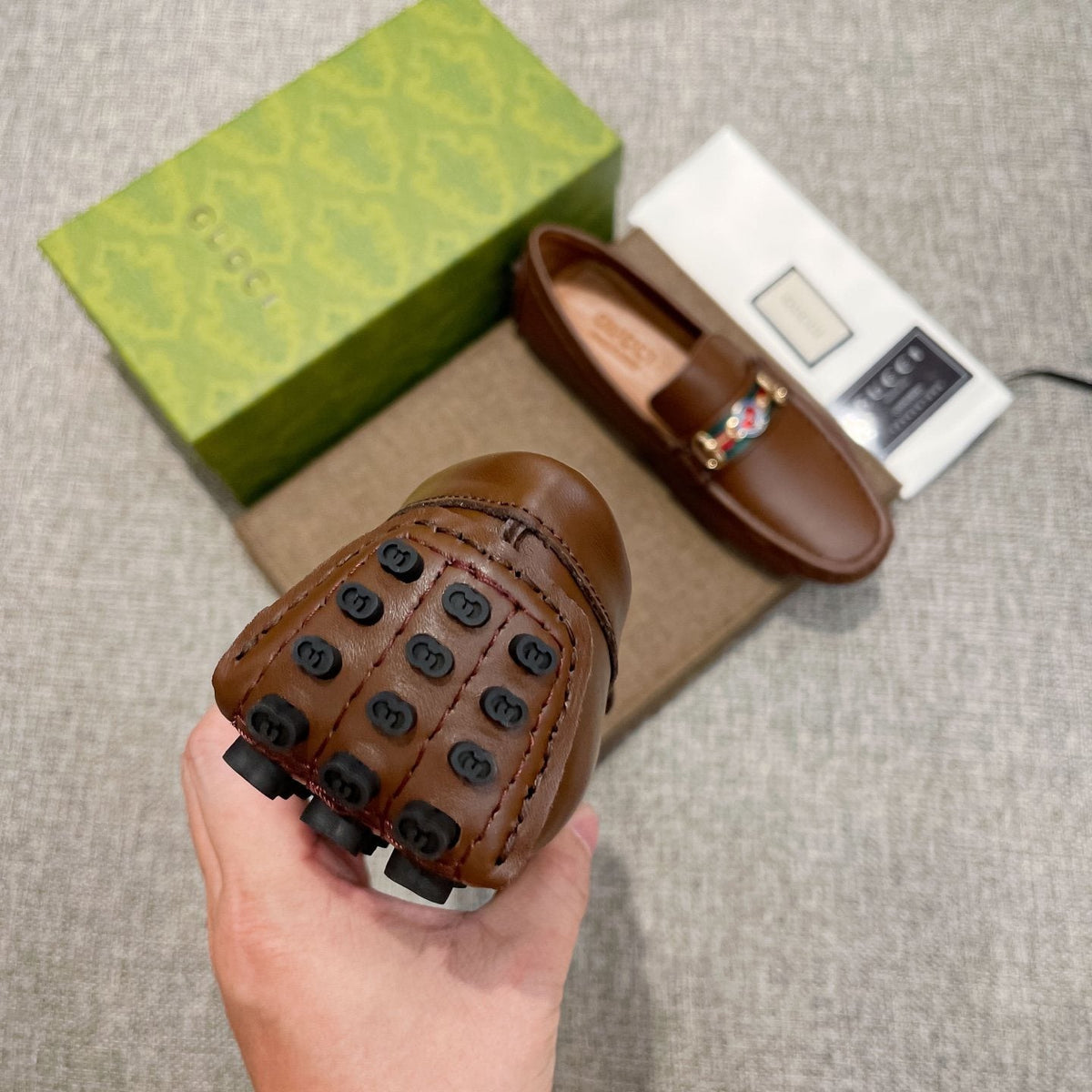 Gucci Brown Metal Hardware Loafers — detail