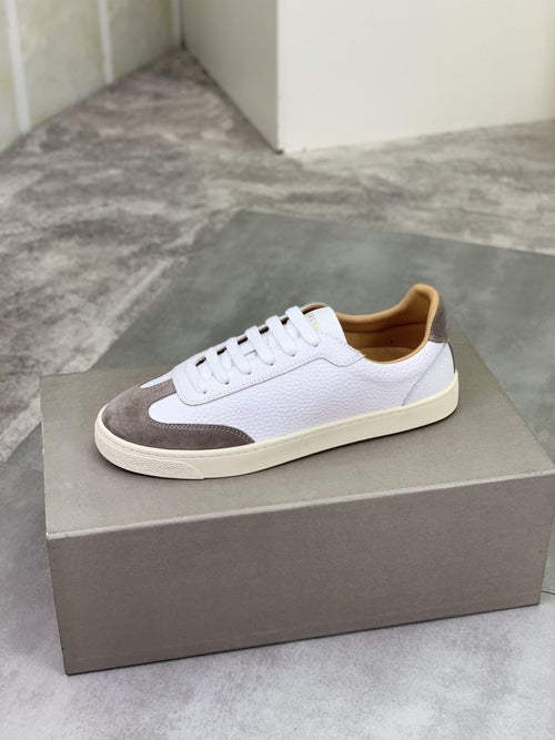 微商相册测试鞋子-Brunello Cucinelli White and Taupe Low-Top Sneakers — hero
