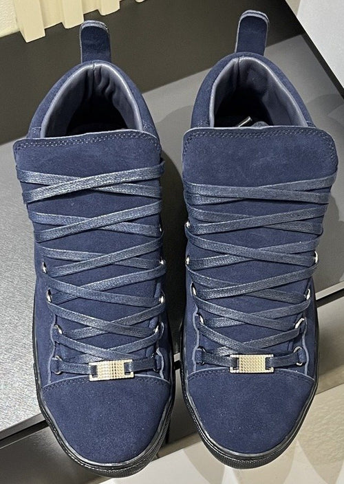 Balenciaga Navy Blue Lace-Up High-Top Sneakers — hero