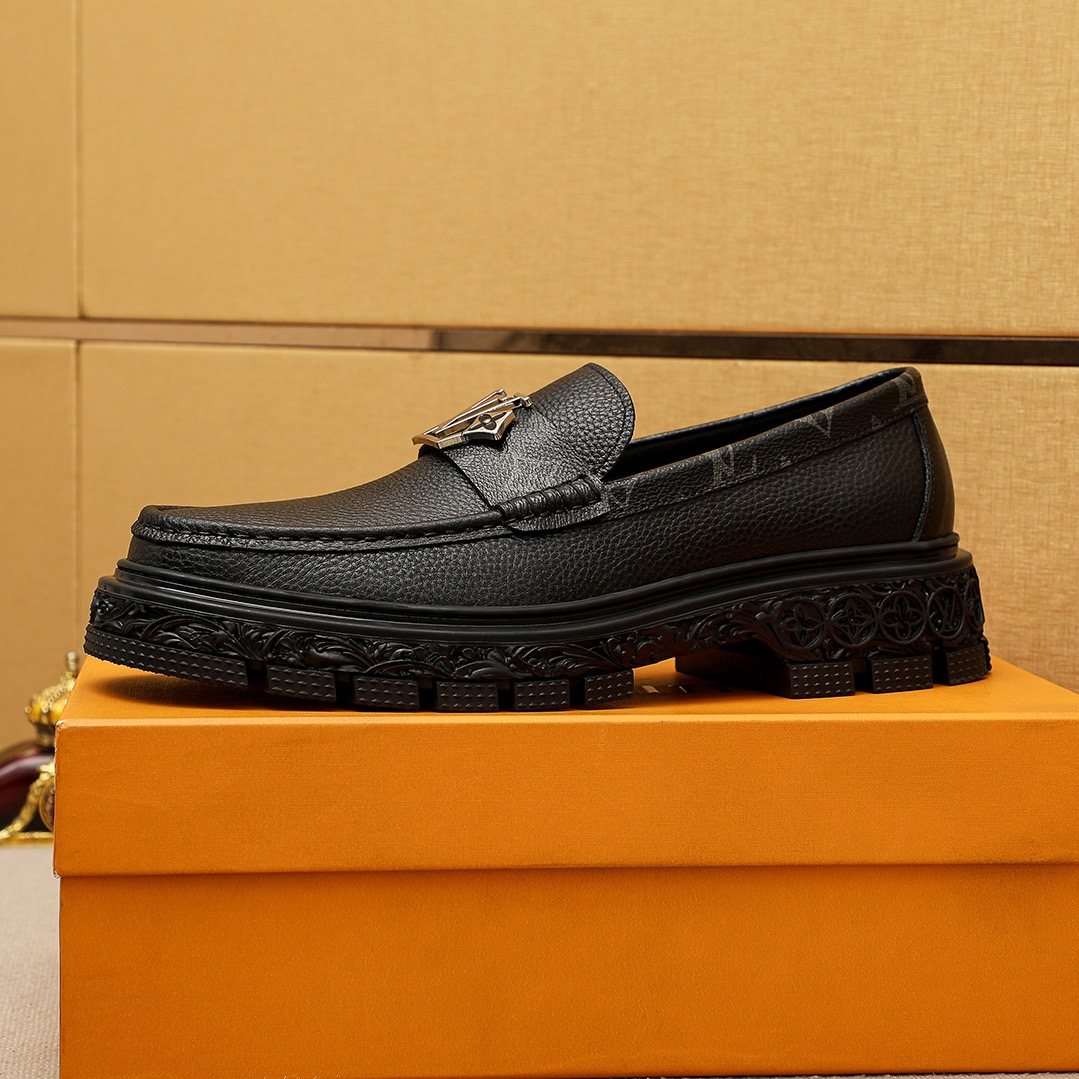 Louis Vuitton Black Hardware Loafers — side