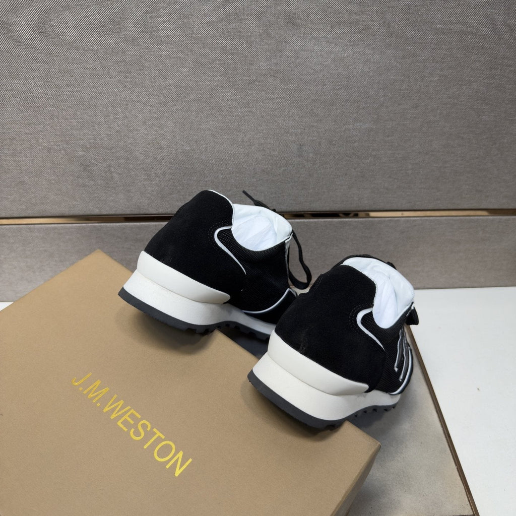 J.M. Weston Black and White Panel Sneakers — back