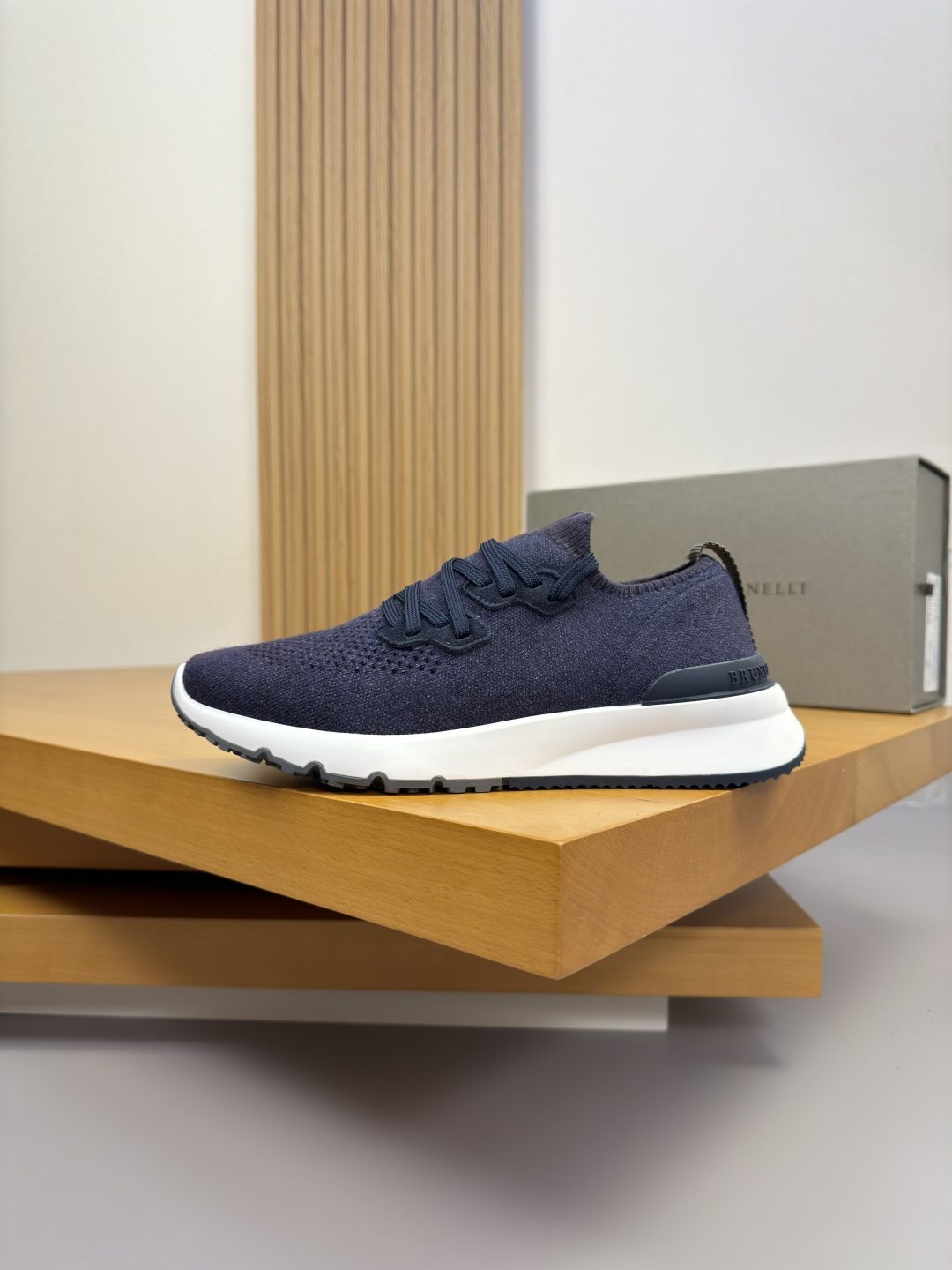 Brunello Cucinelli Gray Knit Sneakers — front