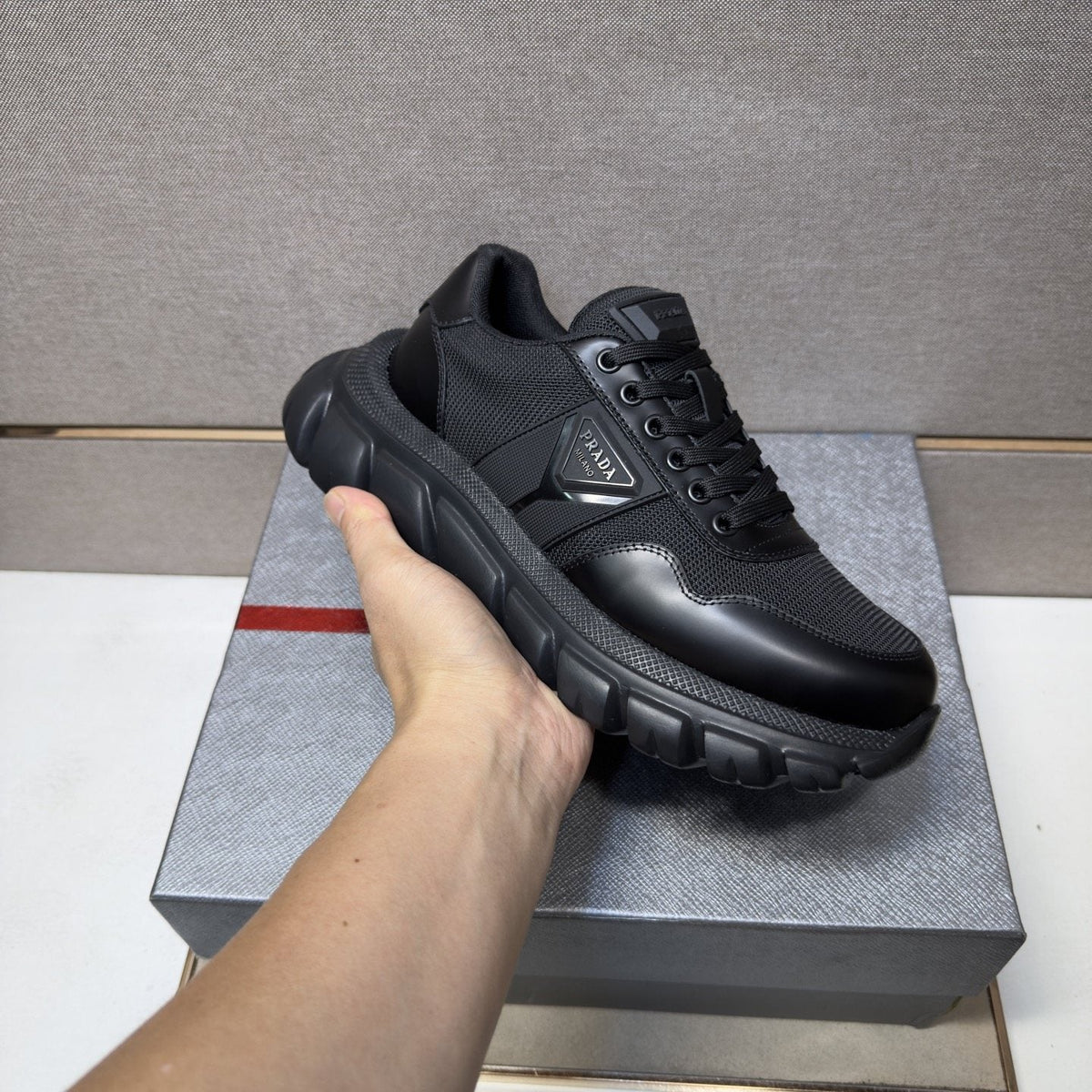 Prada Paneled Low-Top Sneakers — front