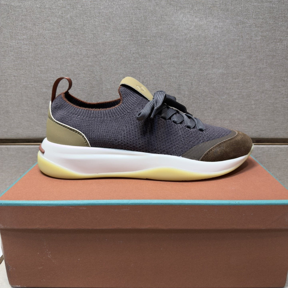 Loro Piana Men’s Mixed-Material Low-Top Sneakers — front