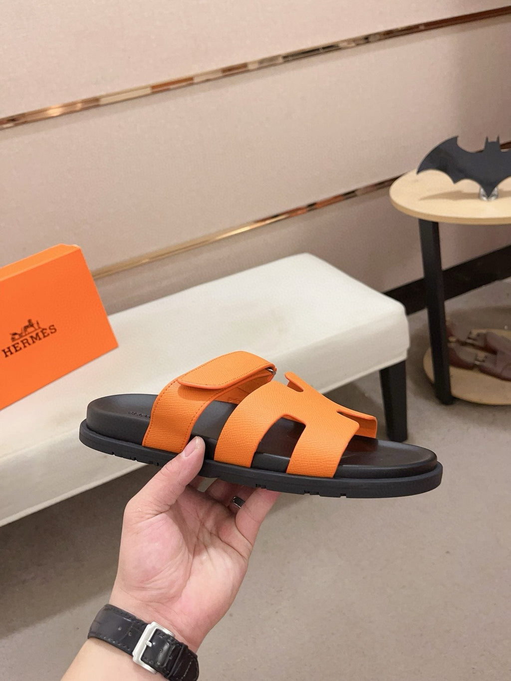 Hermès H-Cutout Slide Sandals — side