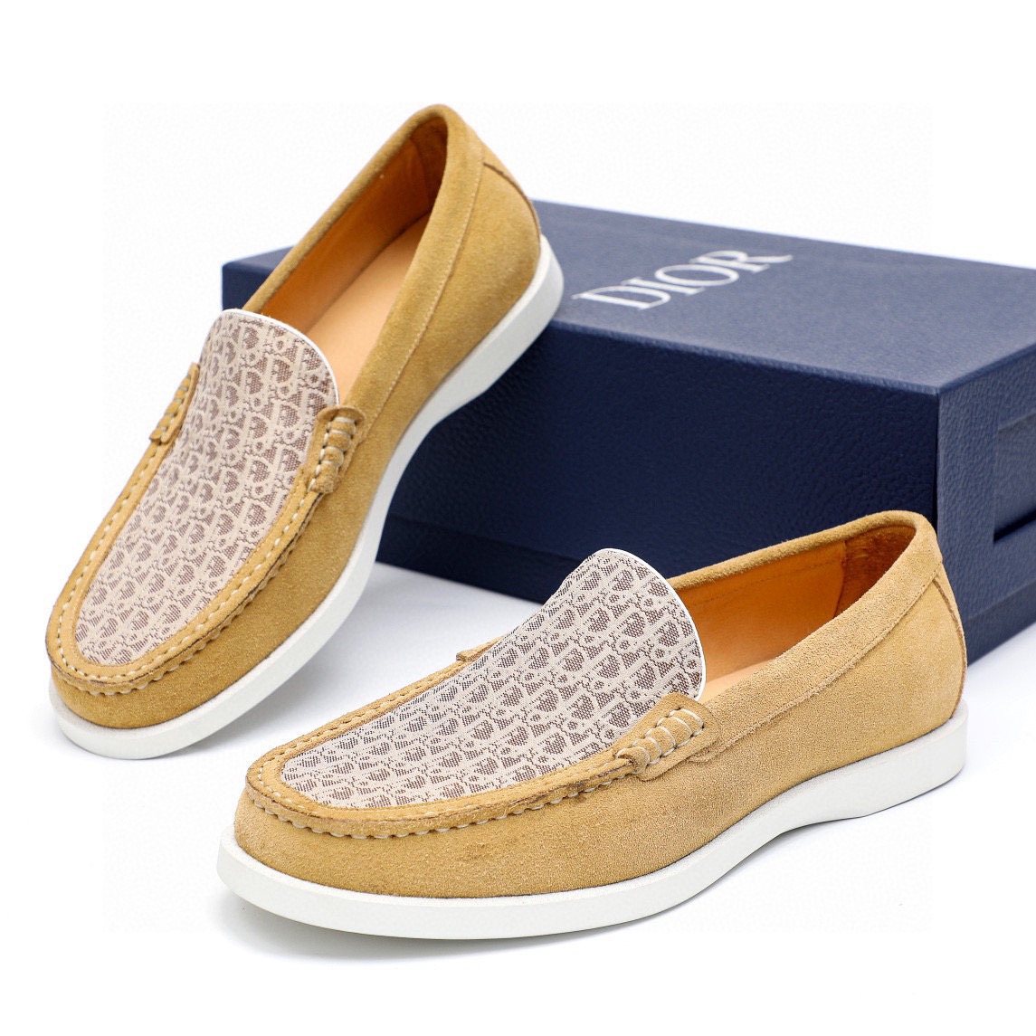 Dior Patterned Vamp Slip-On Shoes — front