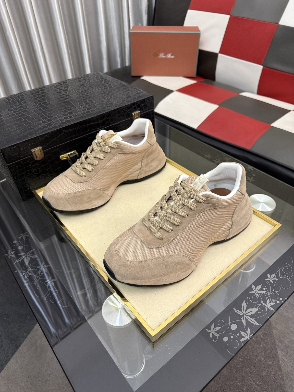 Loro Piana Low-Top Lace-Up Sneakers — front