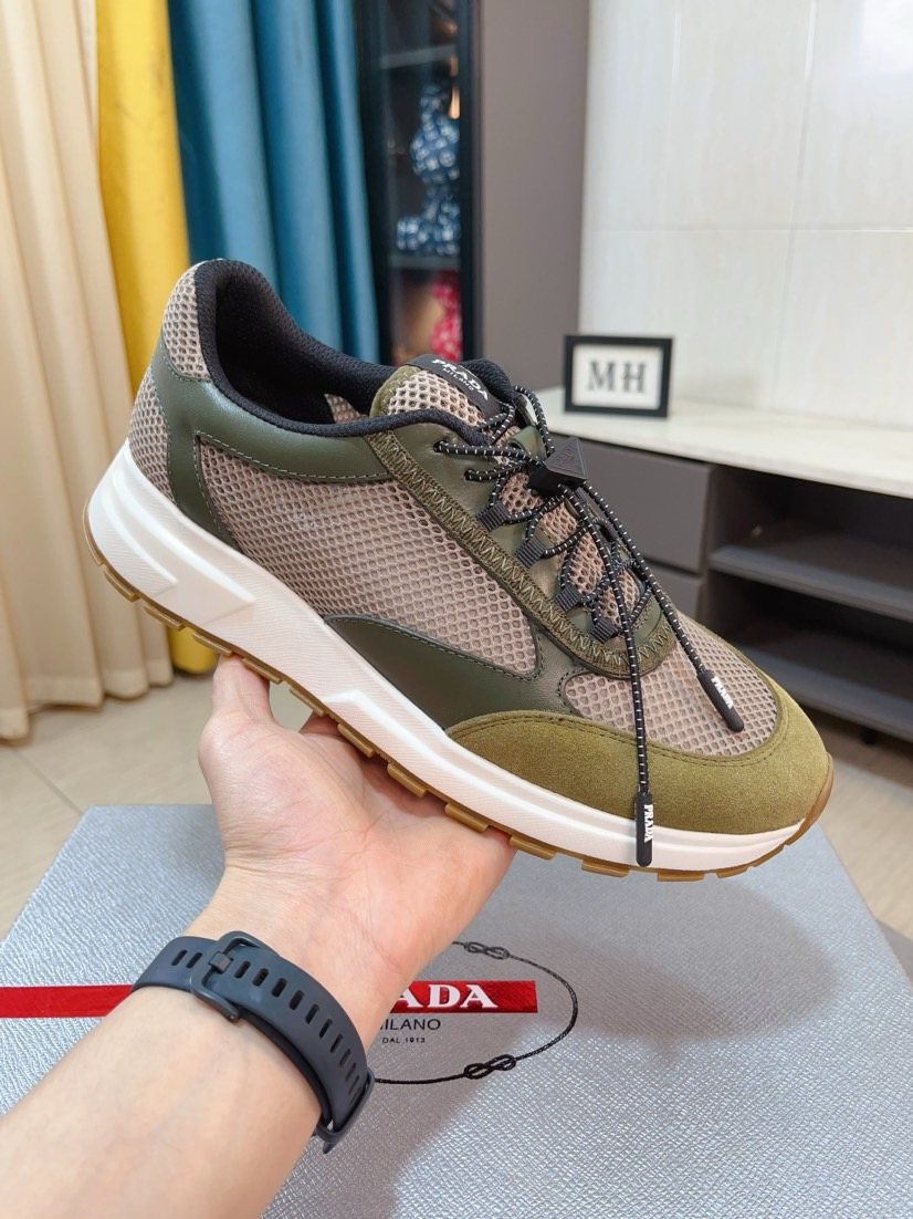 Prada Men's Mesh Lace-Up Sneakers — model