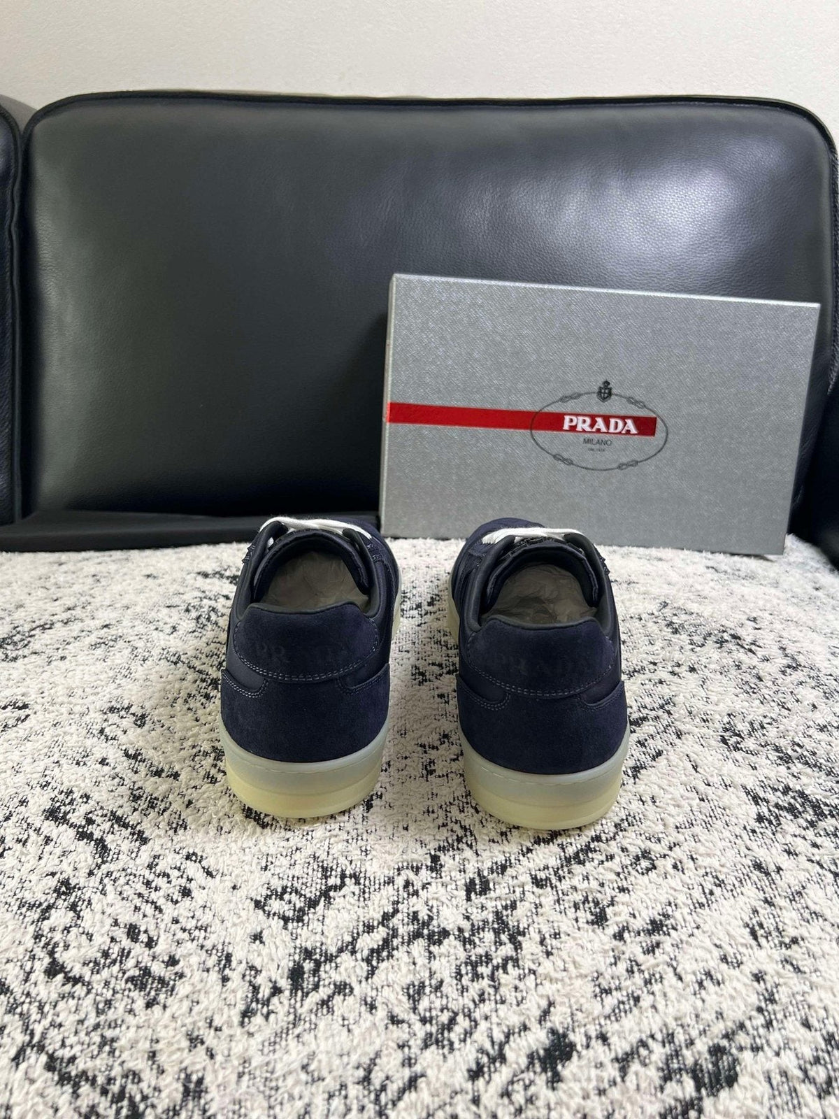 Prada Off-White Beige Low-Top Sneakers — back