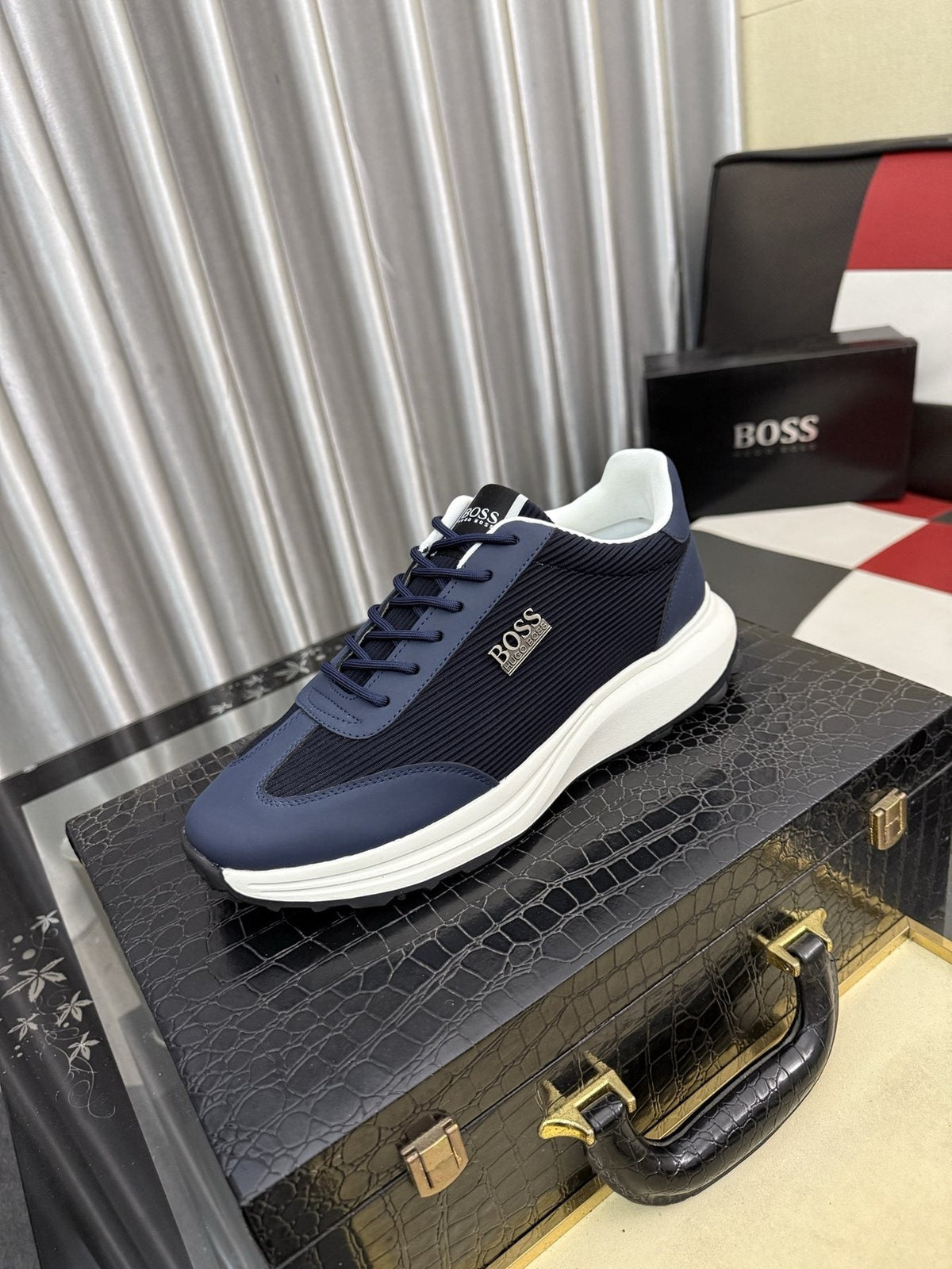 BOSS Knit-Look Low-Top Sneakers — front