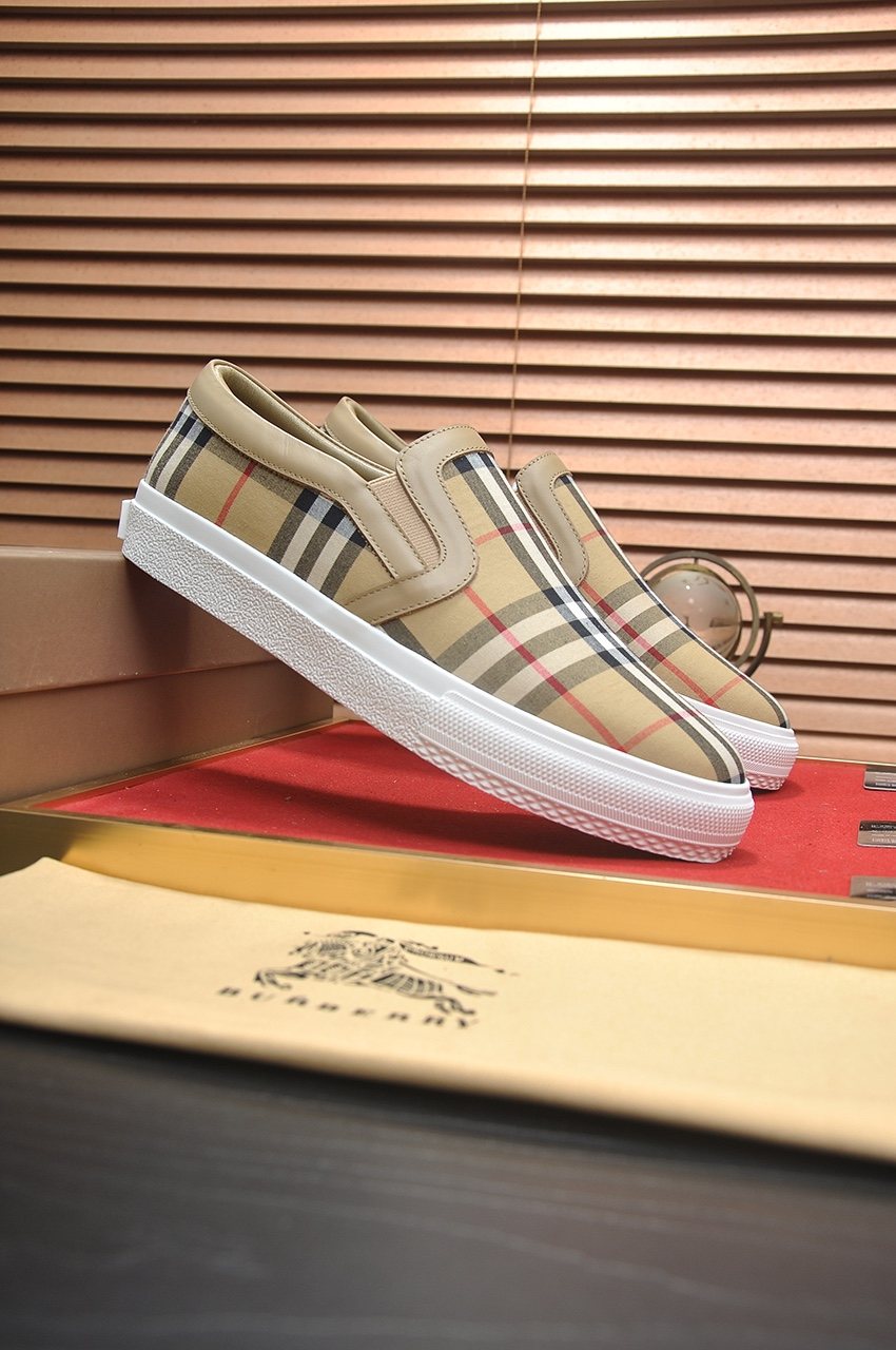 Burberry Beige Check Slip-On Sneakers — hero