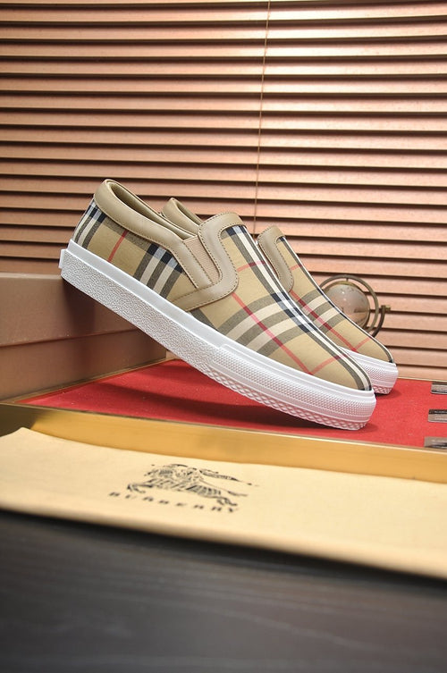 Burberry Beige Check Slip-On Sneakers — hero