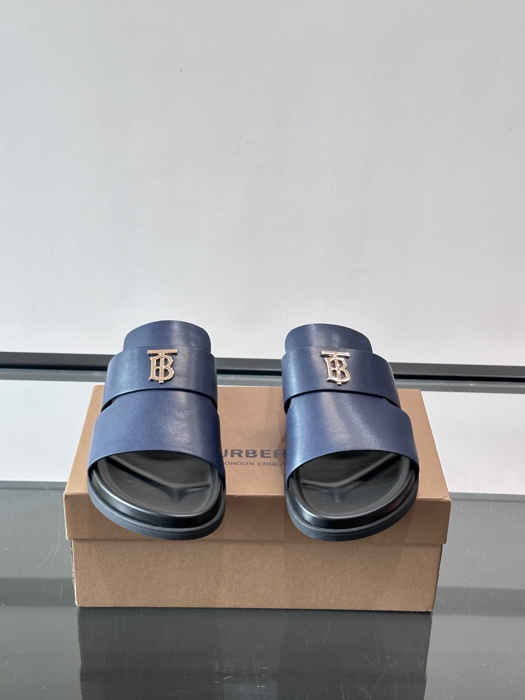 Burberry Crossed-Upper Slide Sandals — front