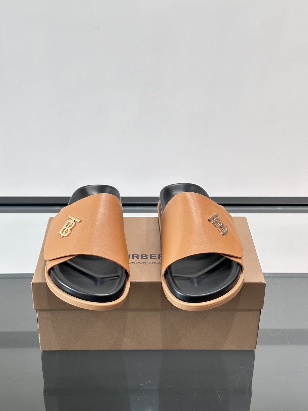 Burberry Crossed-Upper Slide Sandals — front