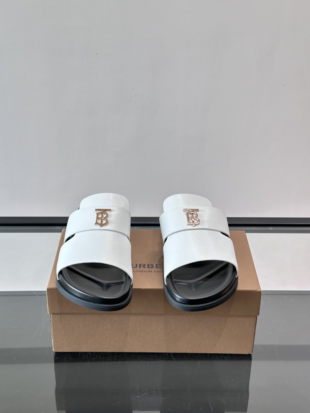Burberry Crossed-Upper Slide Sandals — front