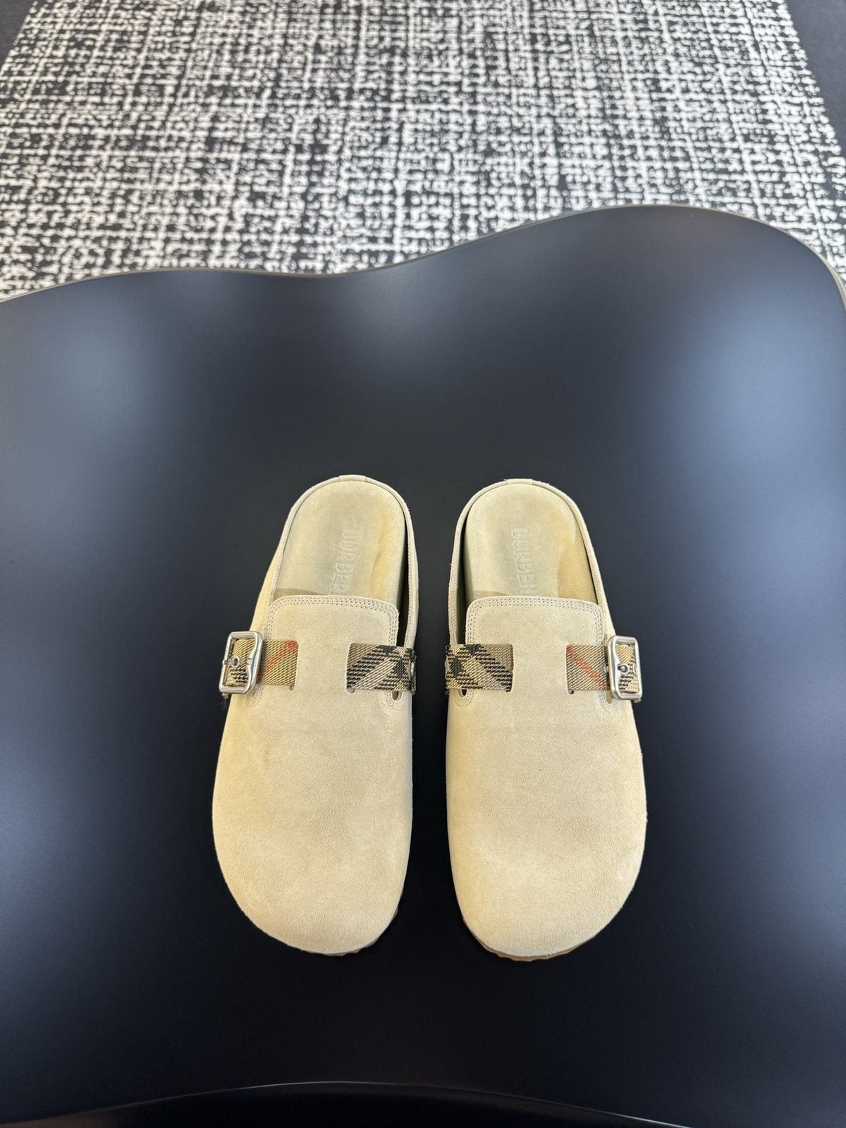 Burberry Men's Adjustable Buckle Slide Sandals — front