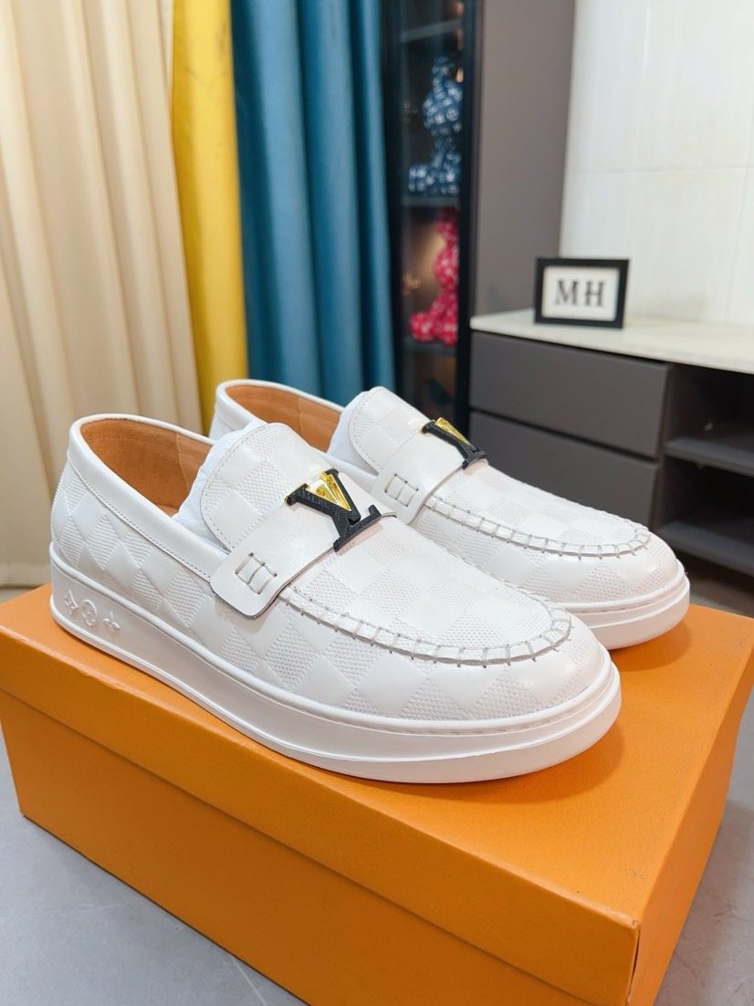 Louis Vuitton Check-Pattern Loafers — front