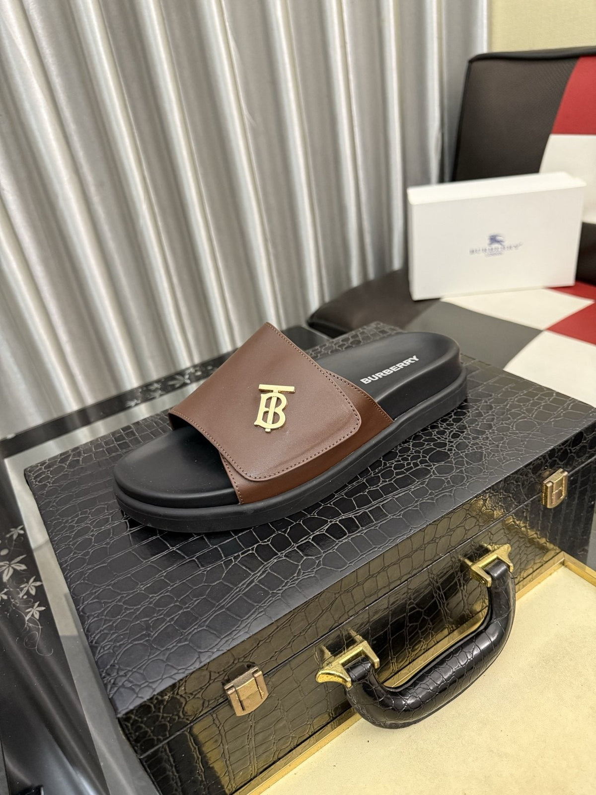 Burberry Monogram Slide Sandals — front