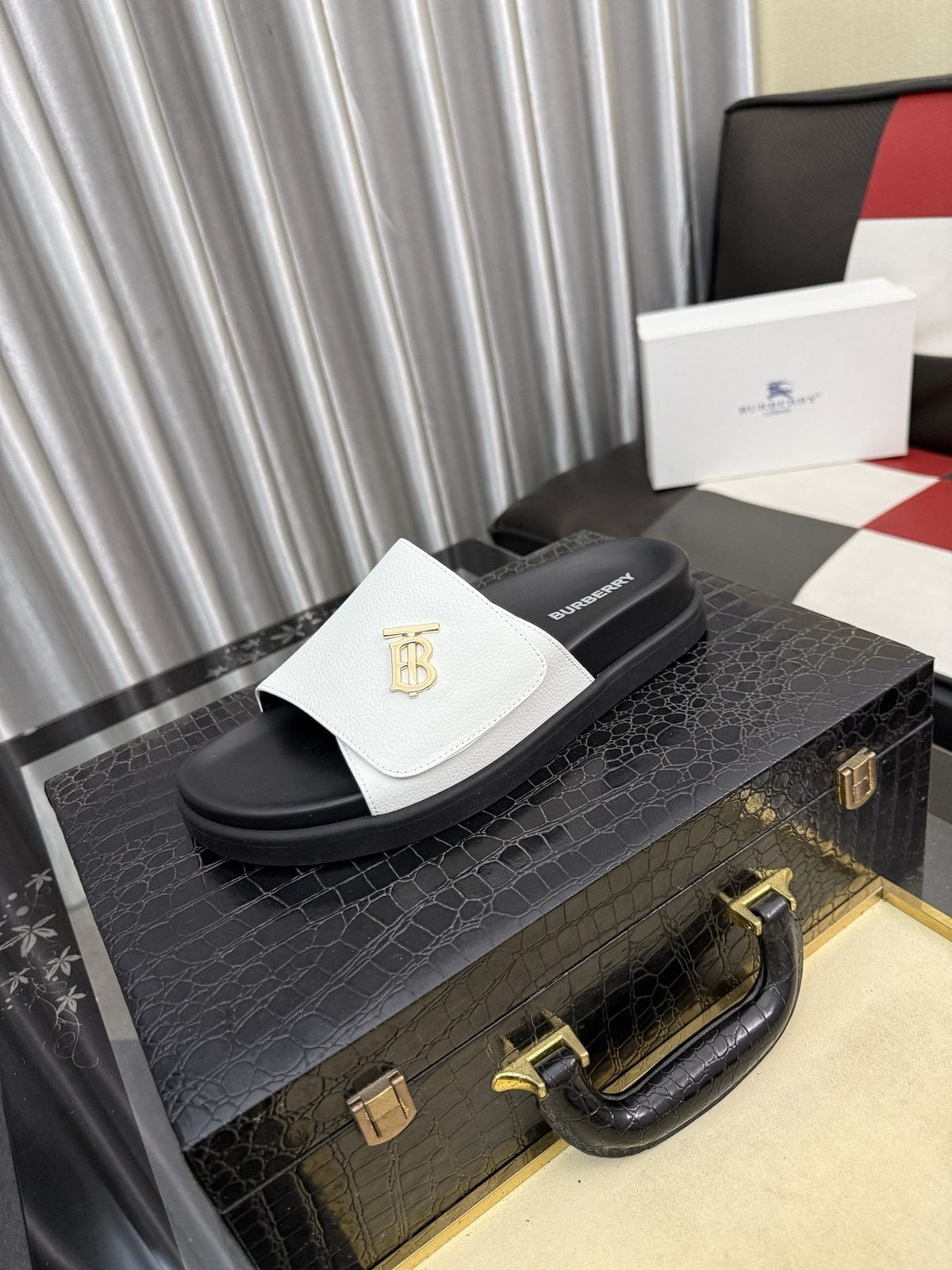 Burberry Monogram Slide Sandals — front