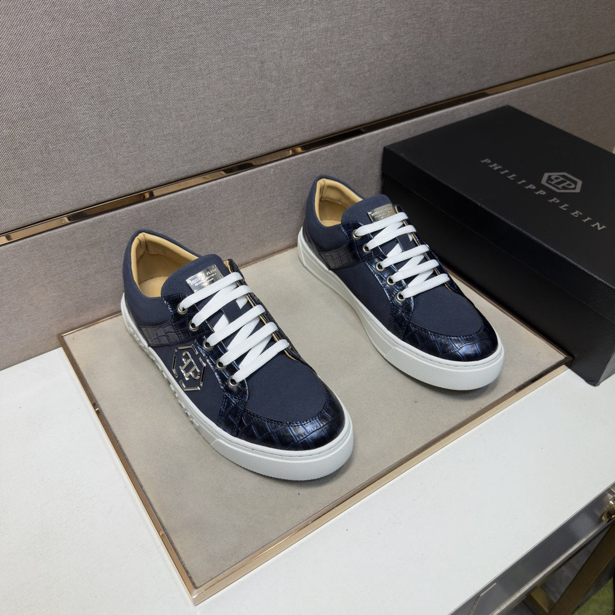 Philipp Plein Monogram Panel Low-Top Sneakers — front