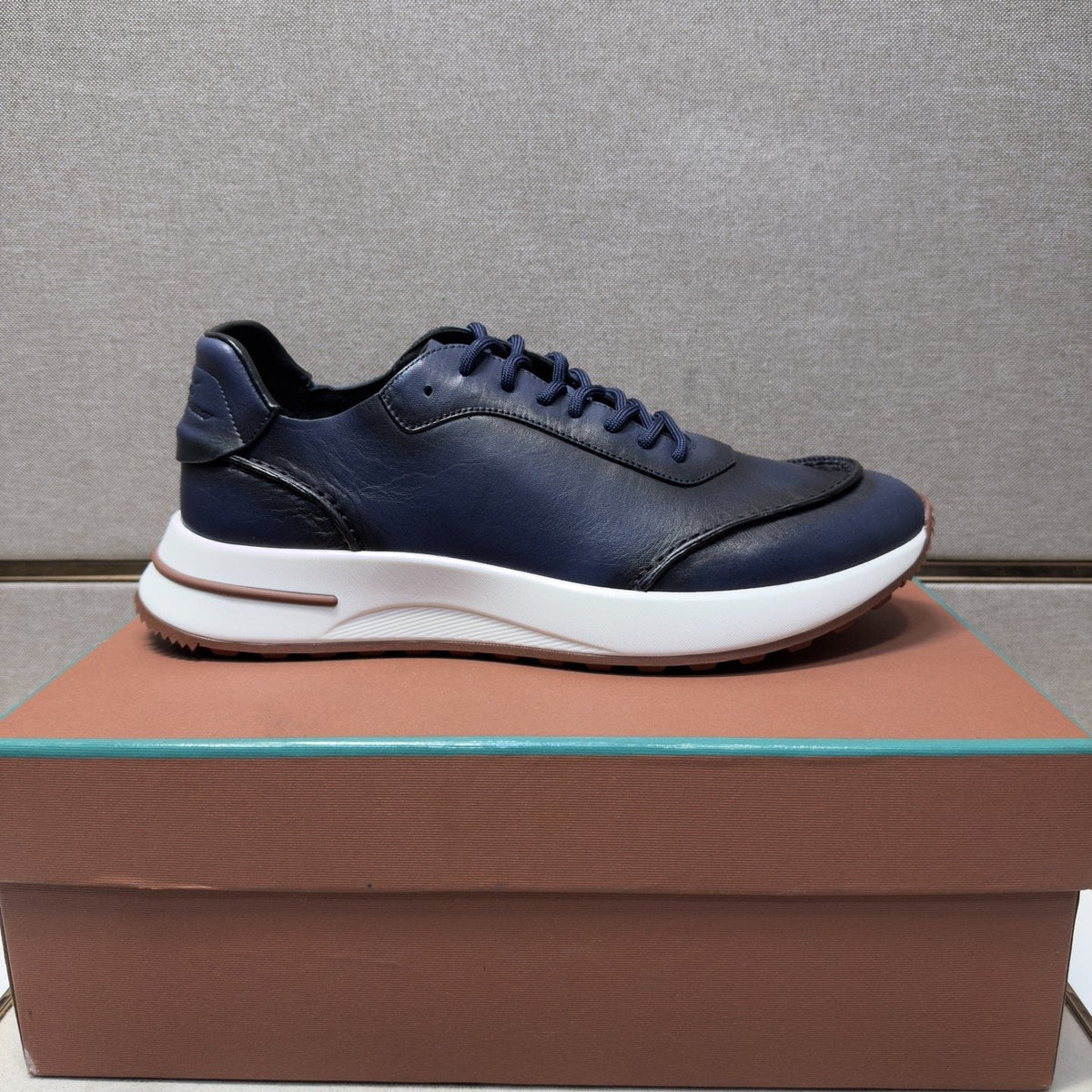 Loro Piana Black Leather Casual Sneakers — front