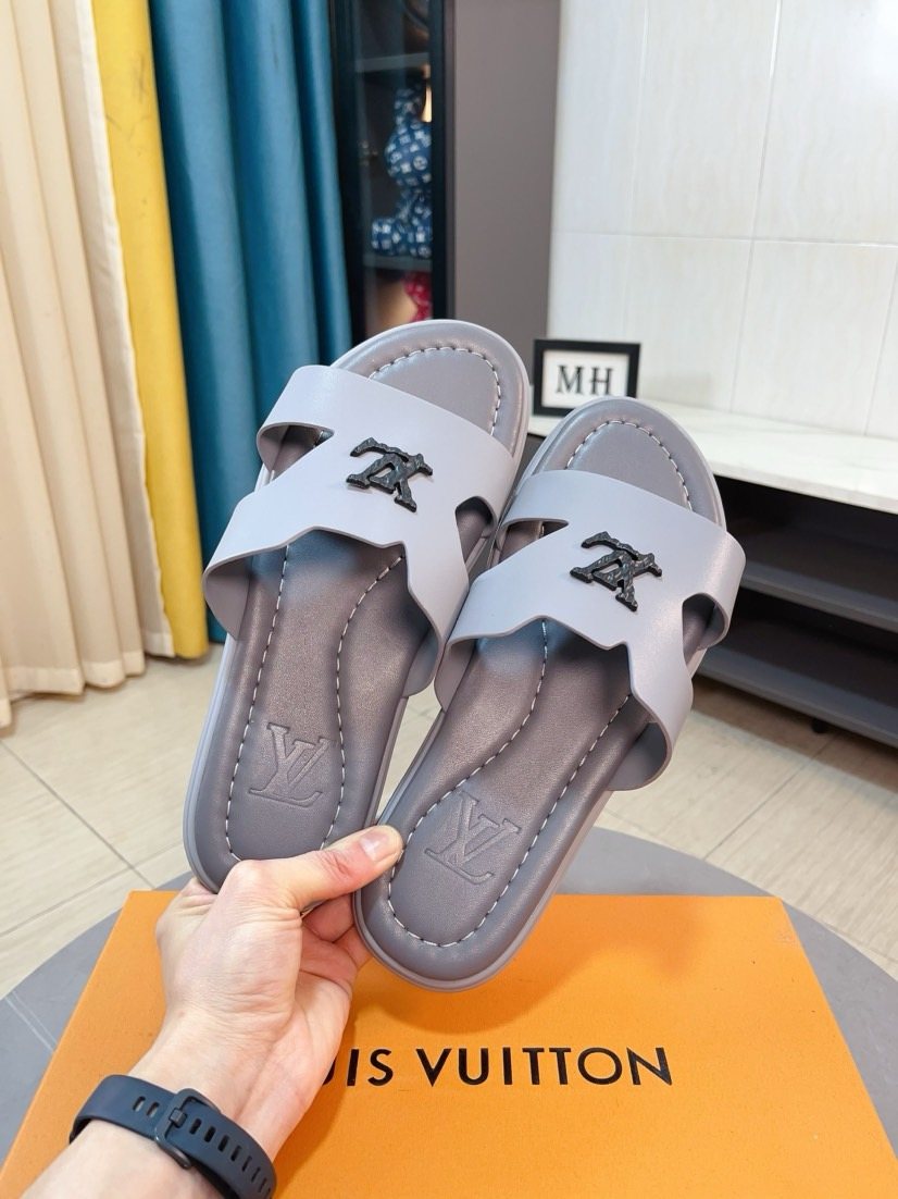 Louis Vuitton Embossed Men's Slide Sandals — front