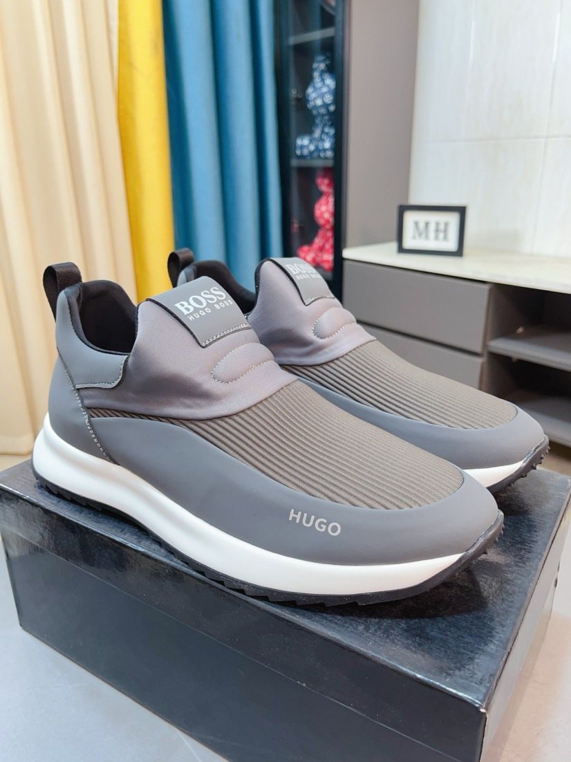 BOSS Ribbed Slip-On Sneakers — front