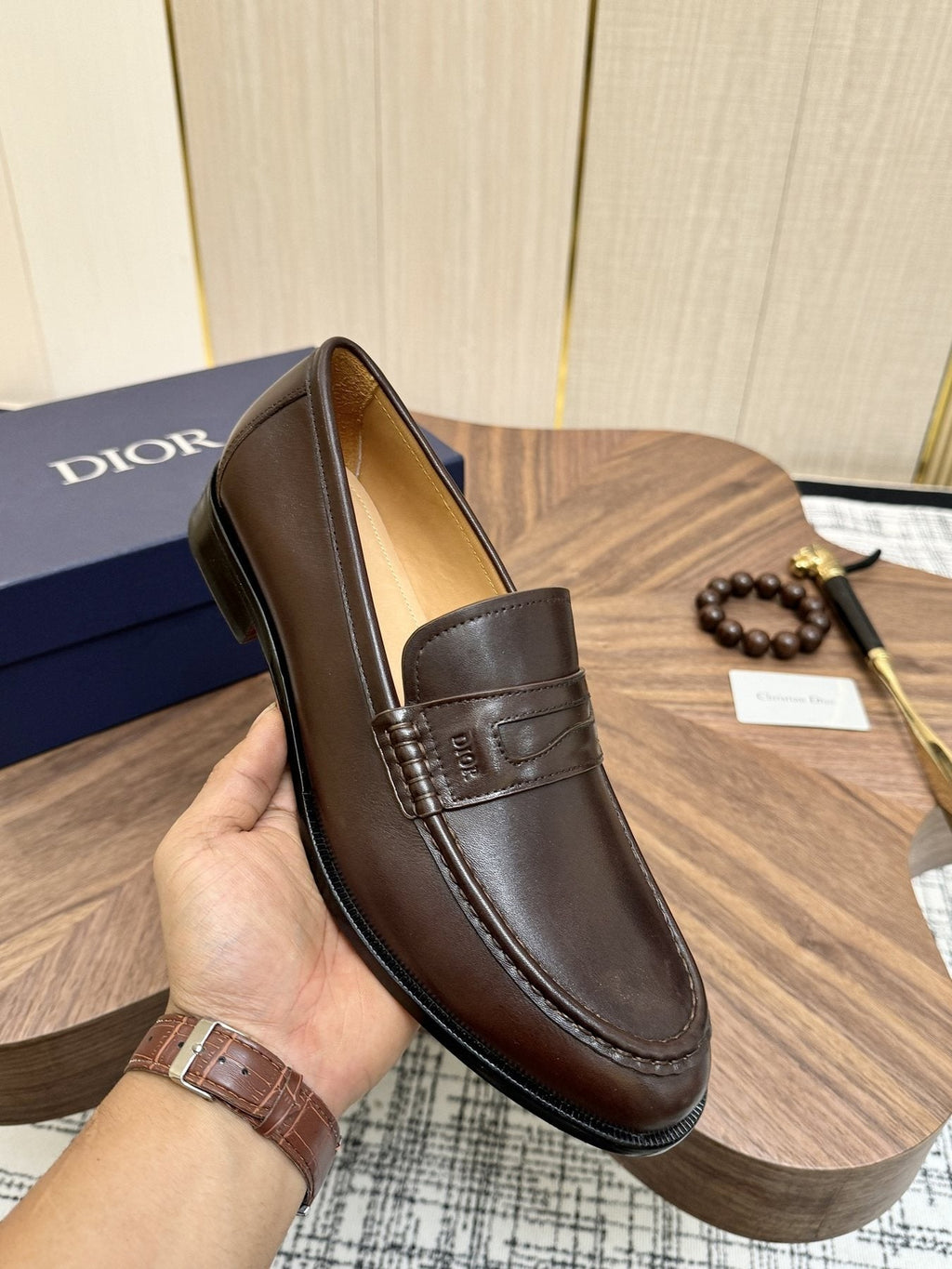 Dior Leather Penny Loafers — detail