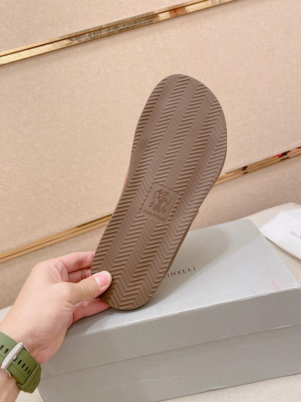 Brunello Cucinelli Cross-Strap Slide Sandals — detail