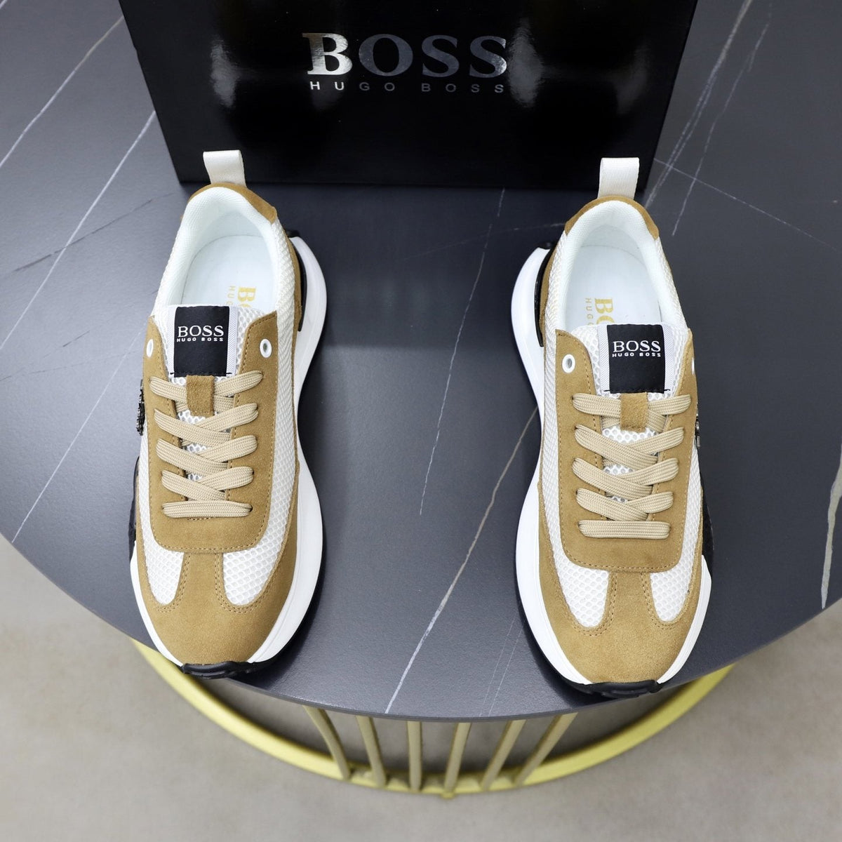 BOSS Knit-Panel Low-Top Sneakers — front