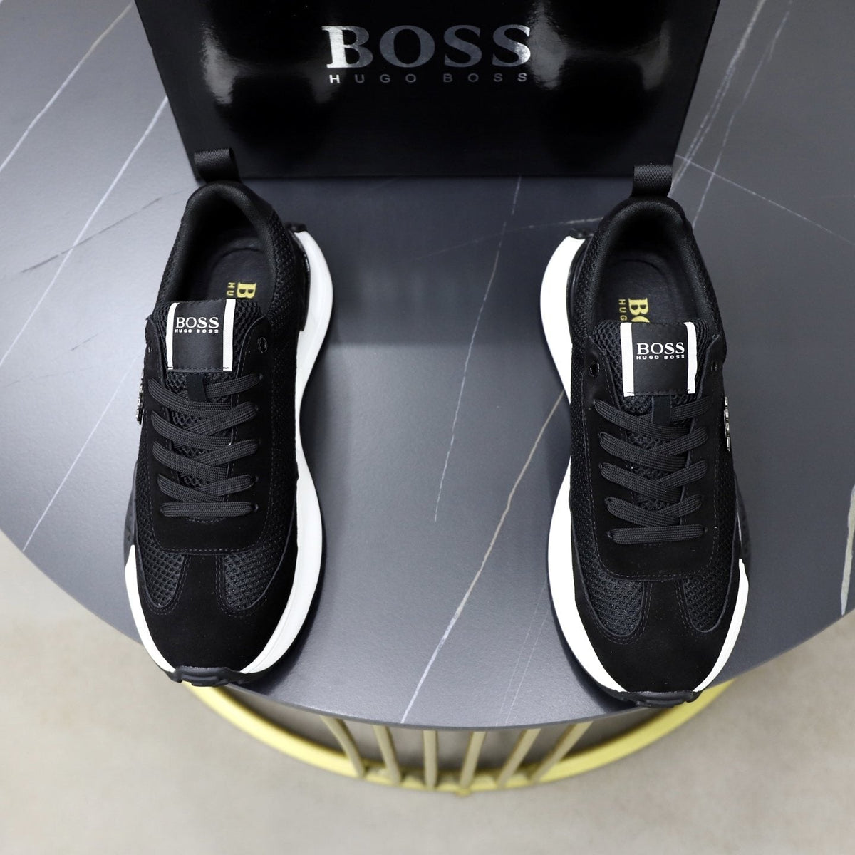 BOSS Knit-Panel Low-Top Sneakers — front
