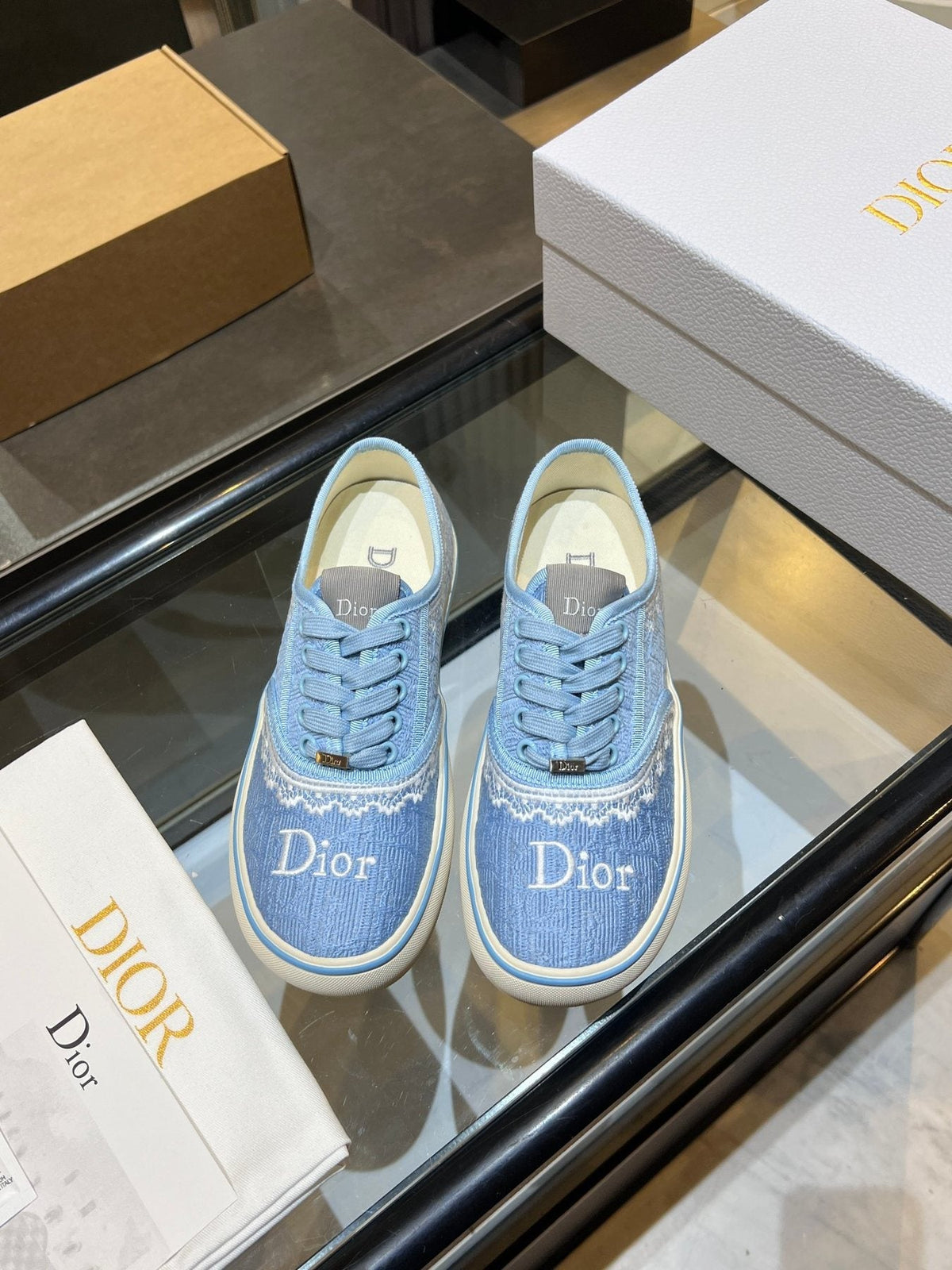 Dior Embroidered Canvas Low-Top Sneakers — front