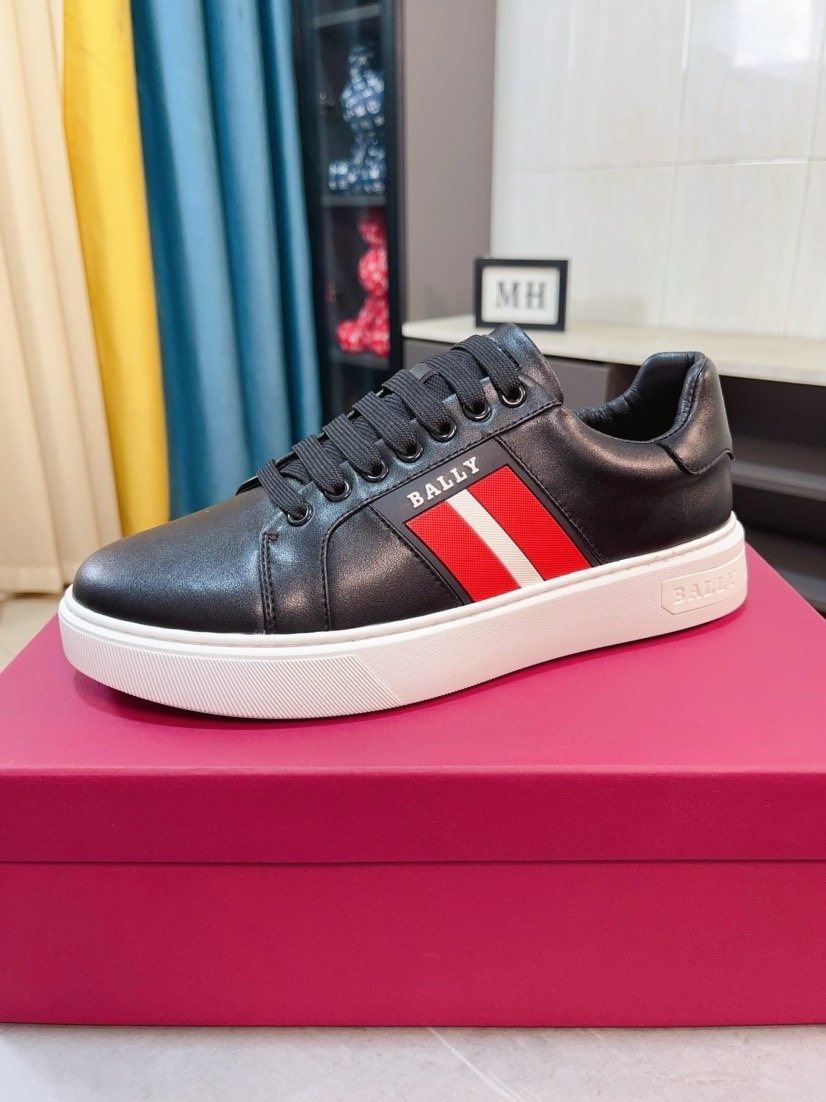 BALLY Red Stripe Low-Top Sneakers — front
