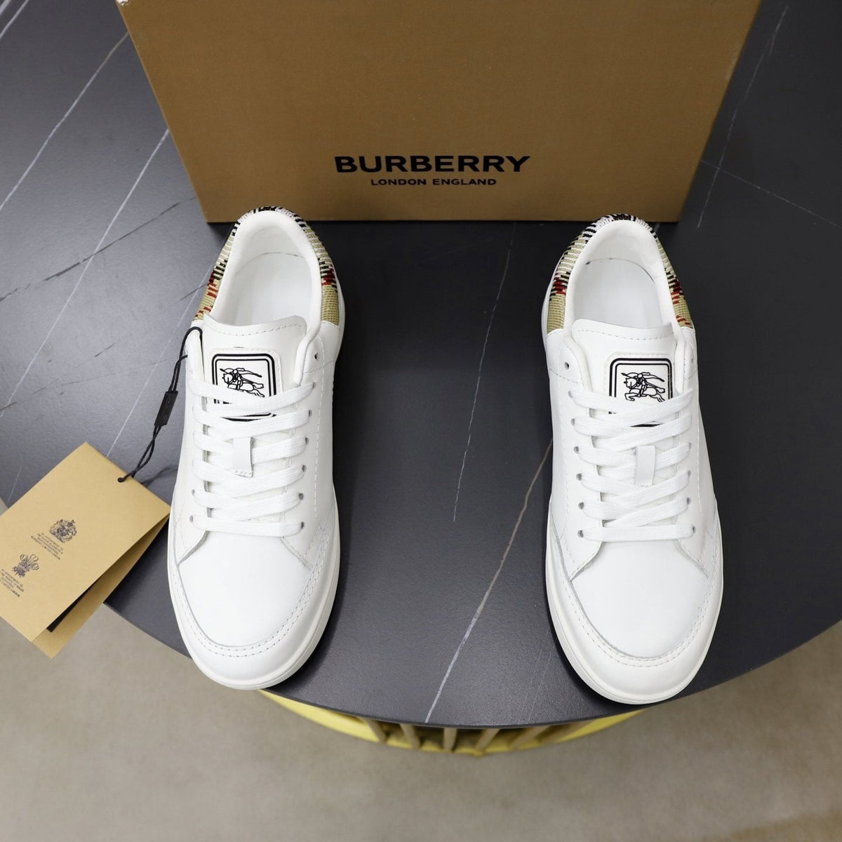 Burberry Check-Heel Low-Top Sneakers — front