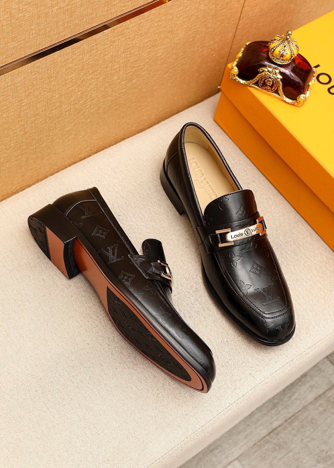 Louis Vuitton Textured Hardware Loafers — front