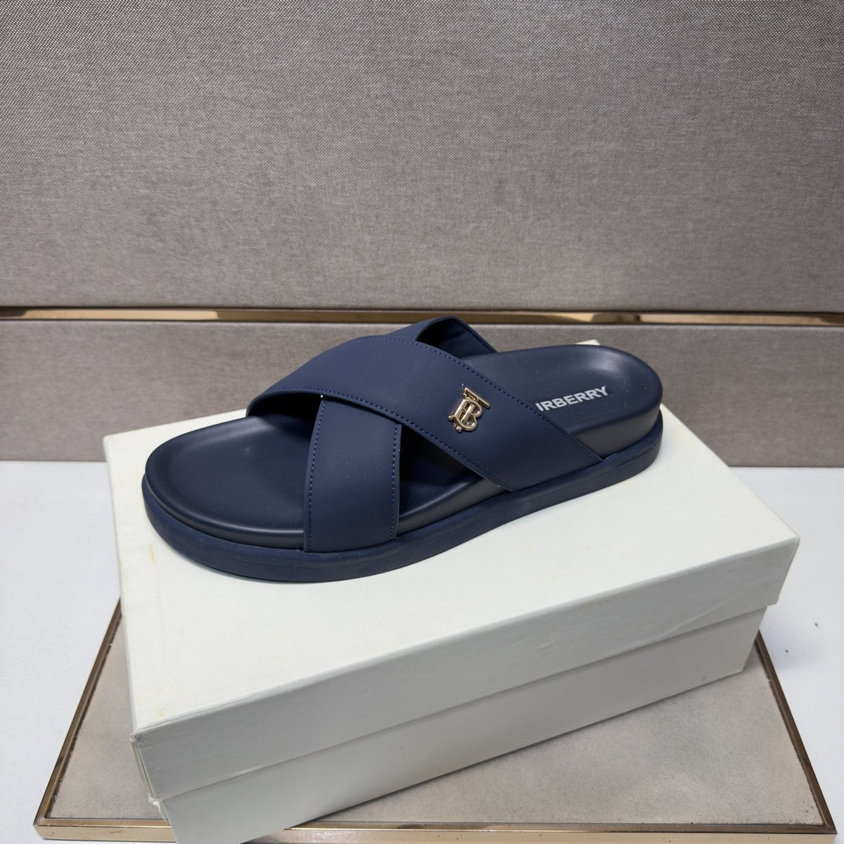 Burberry Cross-Strap Slide Sandals — front