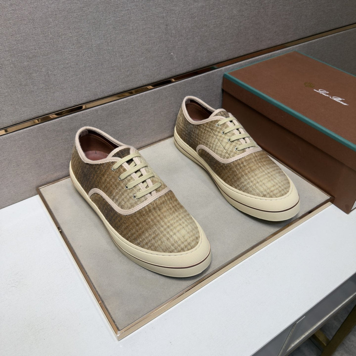 Loro Piana Plaid Low-Top Sneakers — front