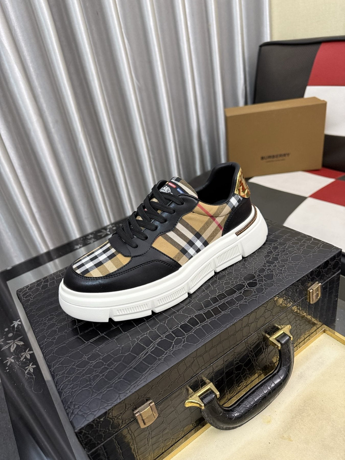 Burberry Plaid Panel Sneakers — front