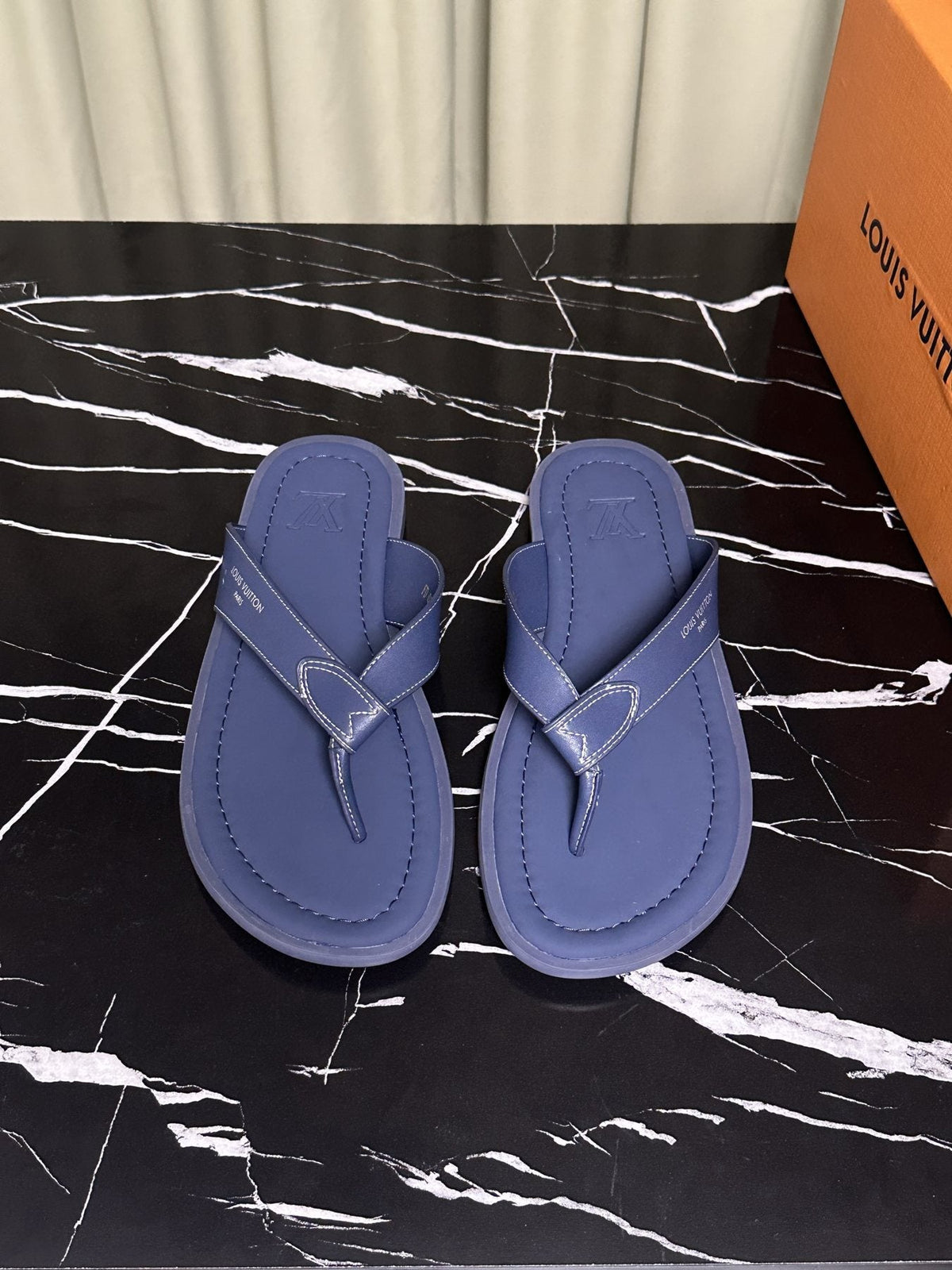 Louis Vuitton Men's Leather Thong Sandals — front