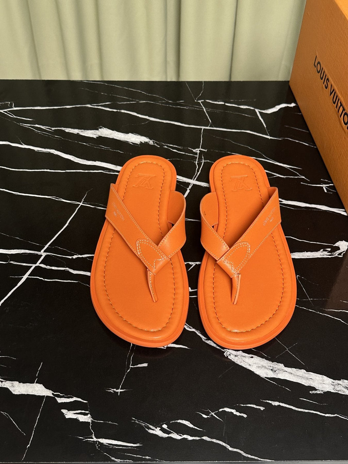 Louis Vuitton Men's Leather Thong Sandals — front