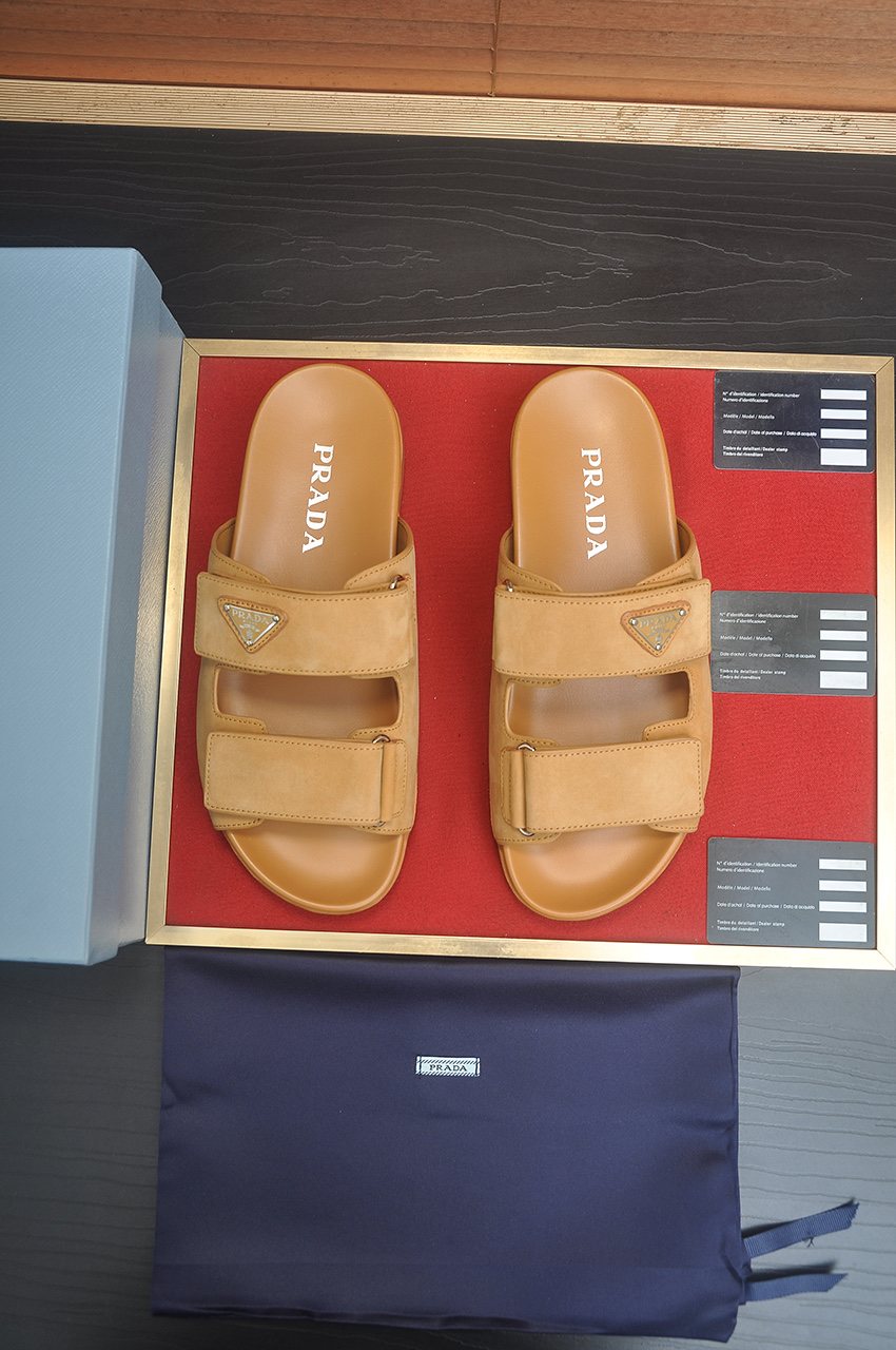 Prada Two-Strap Lug Sole Slide Sandals — front