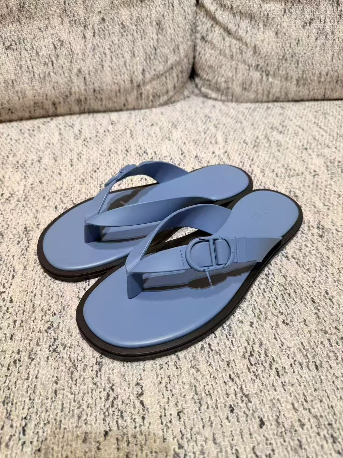 Thong Sandals with Raised Strap Detail — front
