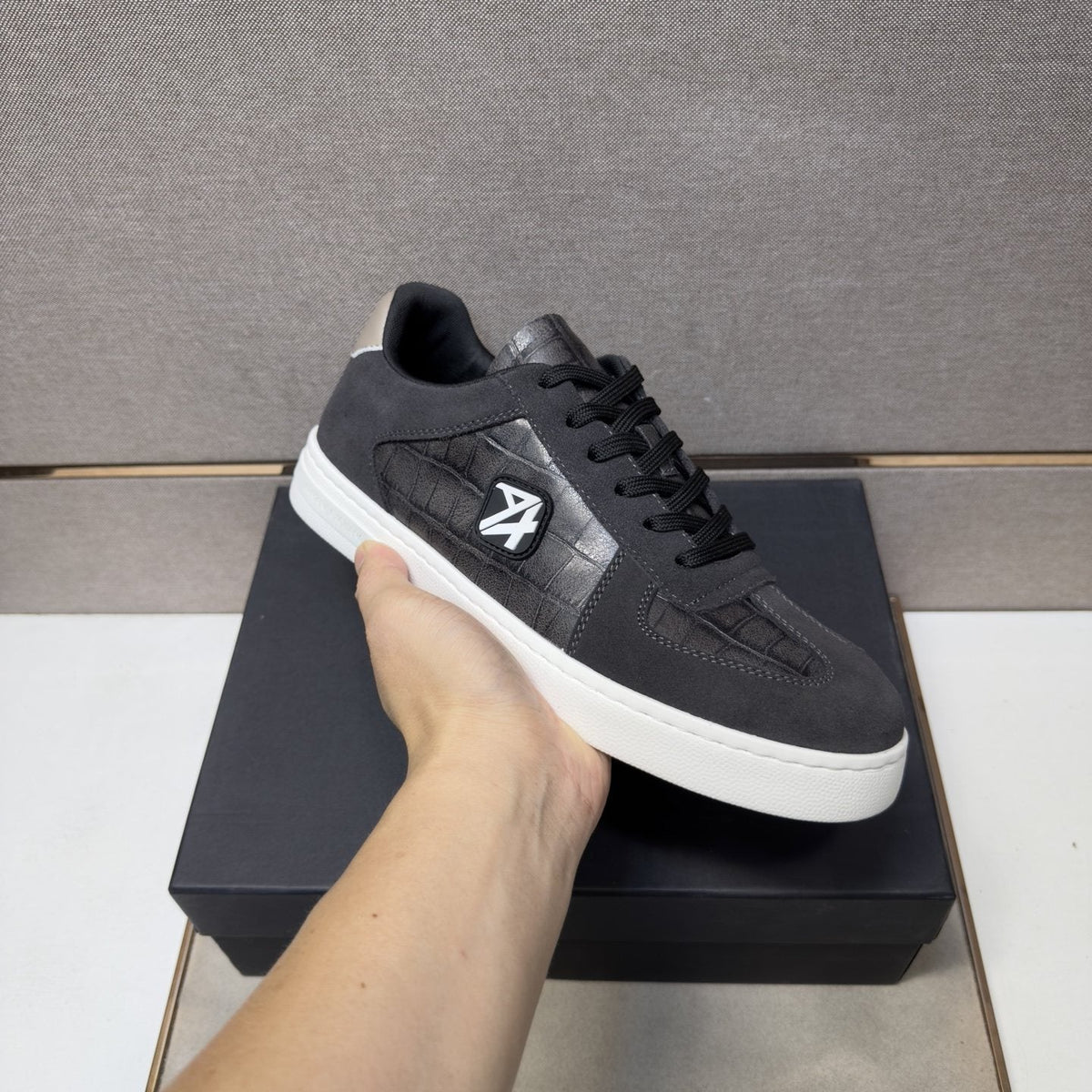 Armani Exchange Paneled Low-Top Sneakers — model
