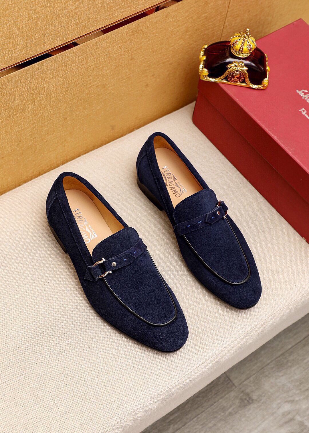 Ferragamo Metal-Accent Loafers — front